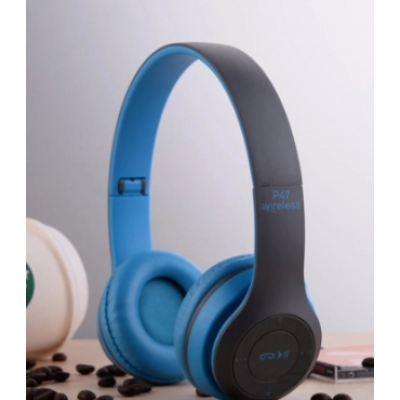 Casti wireless P47 Albastru wireless cu Bluetooth si microfon