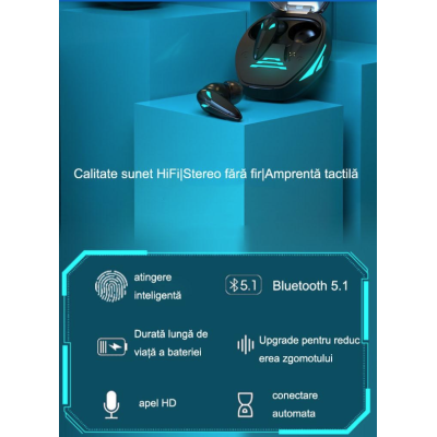 Casti wireless profesionale TG09 sunet de definitie ridicat si control tactil