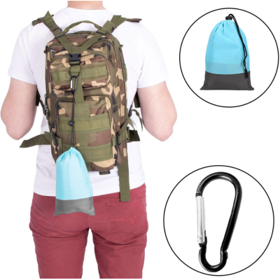 Cearsaf de plaja cu geanta de transport 200x210cm albastru gri