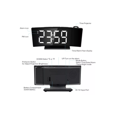 Ceas de masa DS-3621LP cu afisaj verde si proiectie rosie pe tavan