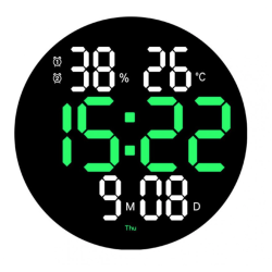 Ceas de perete electronic RD A329 afisaj VERDE temperatura umiditate data