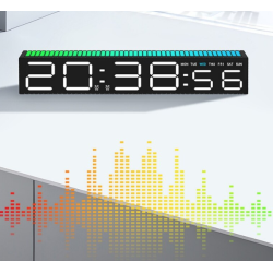 Ceas decorativ ecran LED RGB functie de captare a sunetului afisare ora alarma 3 niveluri de reglare a luminozitatii Ceas decorativ ecran LED RGB functie de captare a sunetului afisare ora alarma 3 niveluri de reglare a luminozitatii