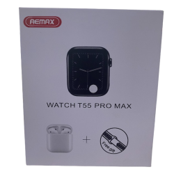Ceas Inteligent T55 Pro Max cu 2 curele Albe si Casti Wireless 