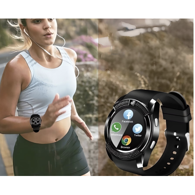 Ceas Smartwatch V8 cu functie apelare SMS camera Bluetooth Android Negru