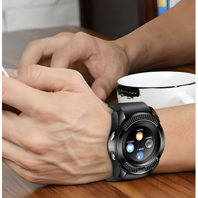 Ceas Smartwatch V8 cu functie apelare SMS camera Bluetooth Android Negru