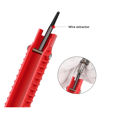 Cheie multifunctionala rosie pentru instalatii sanitare 3 capete interschimbabile