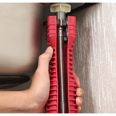 Cheie multifunctionala rosie pentru instalatii sanitare 3 capete interschimbabile