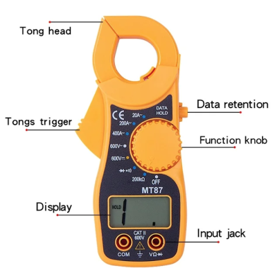 Clampmetru mic galben multifunctional MT87 AC/DC