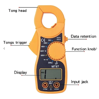 Clampmetru mic galben multifunctional MT87 AC/DC