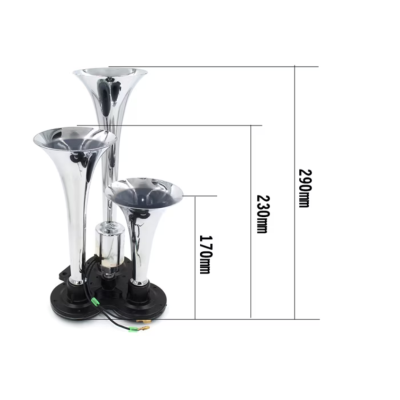 Claxon Auto Puternic 12V / 24V cu 3 Goarne Electrovalva Inclusa