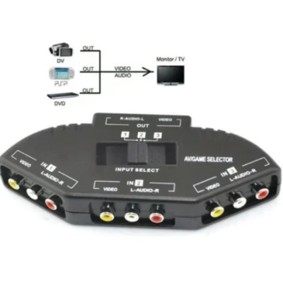 Comutator de semnal video AV Andowl Q AU52 model 3 in 1 negru