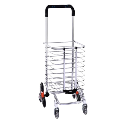 Cos de cumparaturi pliabil cu 4 roti argintiu