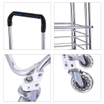 Cos de cumparaturi pliabil cu 4 roti argintiu