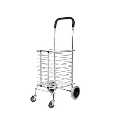 Cos de cumparaturi pliabil cu 4 roti argintiu