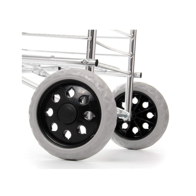 Cos de cumparaturi pliabil cu 4 roti argintiu