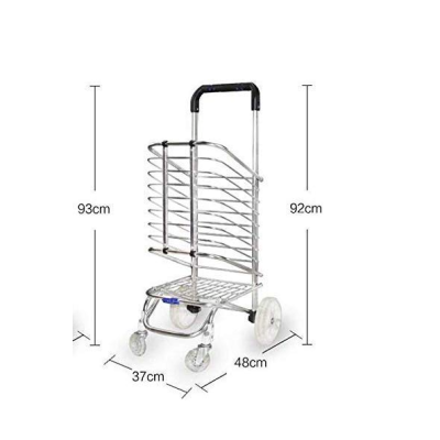 Cos de cumparaturi pliabil cu 4 roti argintiu