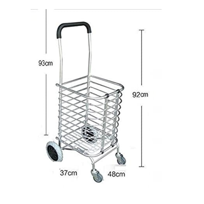 Cos de cumparaturi pliabil cu 4 roti argintiu