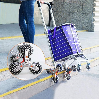 Cos de cumparaturi pliabil cu 4 roti argintiu