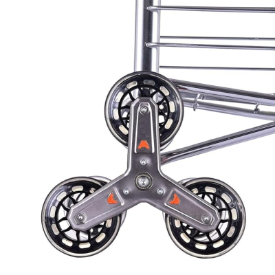 Cos de cumparaturi pliabil cu 4 roti argintiu