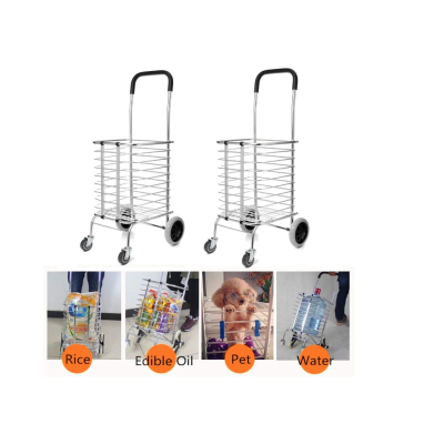 Cos de cumparaturi pliabil cu 4 roti argintiu