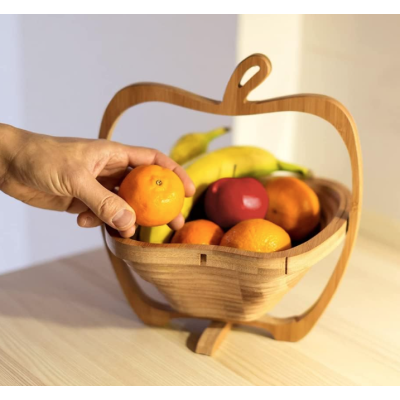 Cos de fructe pliabil in forma de mar din bambus