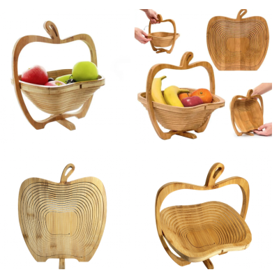 Cos de fructe pliabil in forma de mar din bambus