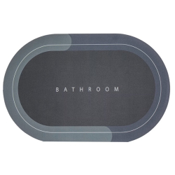 Covor de Baie GRI Antiderapant si Absorbant Model Bathroom Oval 58 x 78 cm