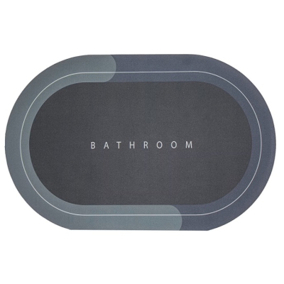 Covor de Baie GRI Antiderapant si Absorbant Model Bathroom Oval 58 x 78 cm