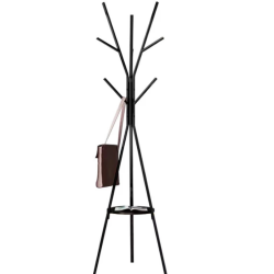 Cuier haine cu suport din lemn pentru accesorii 9 carlige otel carbon 180 x 45 cm