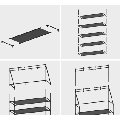Cuier haine cu suport pantofi  5 rafturi 171x80 cm