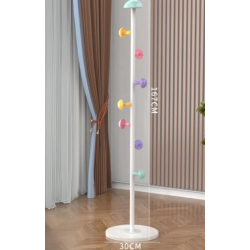 Cuier pentru haine 7 carlige in forma de ciuperca otel carbon 167 x 30 cm ALB