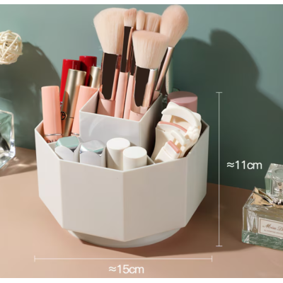 Cutie de depozitare pensule de machiaj rotativ 360 grade 5 compartimente ALBA