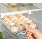 Cutie pentru depozitare oua cu suport prindere la raftul frigiderului