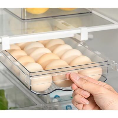 Cutie pentru depozitare oua cu suport prindere la raftul frigiderului