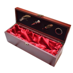 Cutie pentru Vin din Lemn cu 4 Accesorii Tirbuson Dop elegant Dop servire Inel antipicurare 36 x 11cm