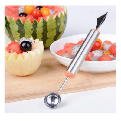 Cutit de sculptat cu lingurita de fructe cu dubla utilizare din otel inoxidabil