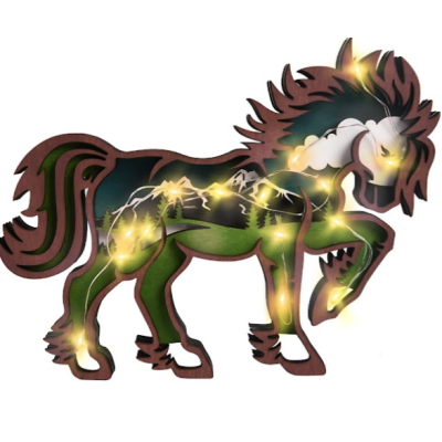 Decoratiune interioara luminoasa forma cal