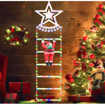 Decoratiune Scara lui Mos Craciun luminoasa Led multicolor 25x160 cu model STELUTA
