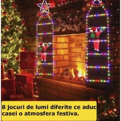 Decoratiune Scara lui Mos Craciun luminoasa Led multicolor 25x160 cu model STELUTA