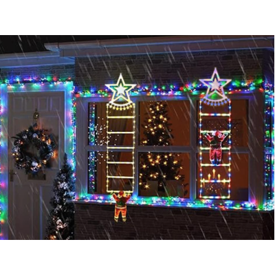 Decoratiune Scara lui Mos Craciun luminoasa Led multicolor 25x160 cu model STELUTA