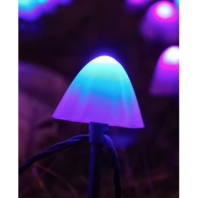 Decoratiune solara cu 30 de lampi in forma de ciuperca