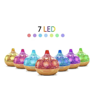 Difuzor Aromaterapie 3D capacitate 500 ml lumini LED multicolore model artificii