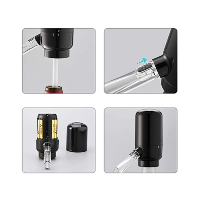 Dispenser si Aerator Electric pentru Sticla de Vin LED Negru Dispenser si Aerator Electric pentru Sticla de Vin LED Negru