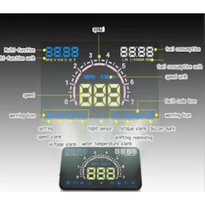 Display Auto Head Up E350 Kilometraj Cu Multiple Functii Si Proiectie Parbriz
