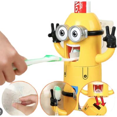 Dozator Minion pasta de dinti si suport periute