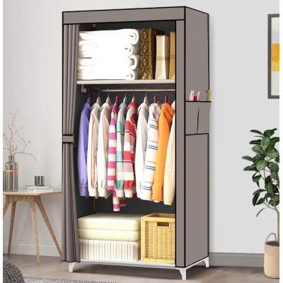 Dulap HAINE Textil 2 Rafturi 56x 44 x 146cm GRI si Depozitare Laterala