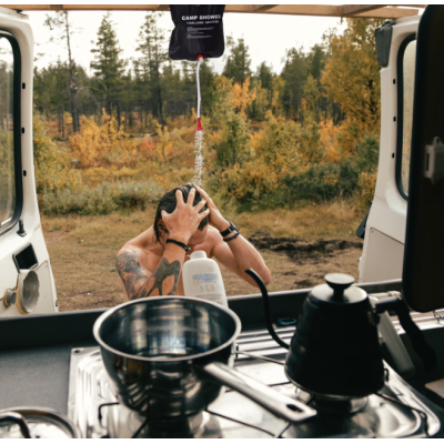 Dus solar pentru camping PVC Capacitate 20L Negru