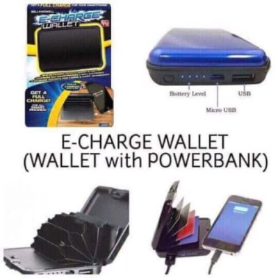 E-Charge Wallet ALBASTRU Portofel Carduri si Incarcator Baterie Externa 2in1