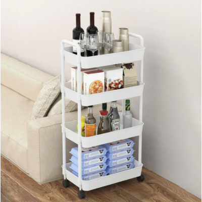 Etajera cu 4 Rafturi din Plastic pe Roti