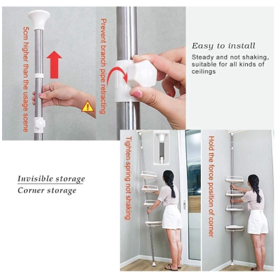 Etajera de colt pentru baie 4 rafturi Alb